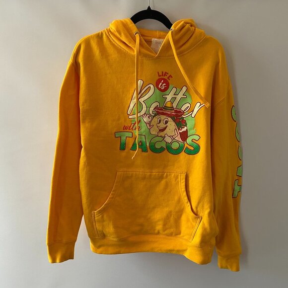 Return To Sender Other - Yellow 'Life is Better with Tacos' Medium Hoodie